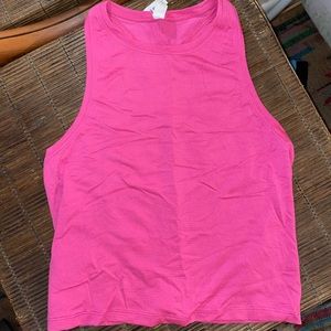 lululemon high neck swiftly tank, sonic pink 6 **HEMMED**